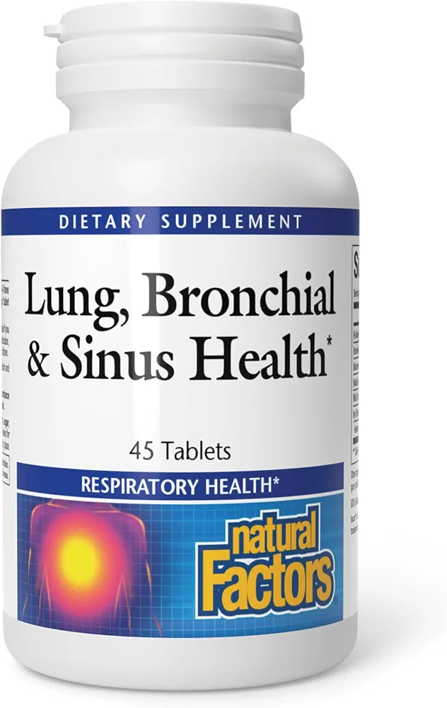 Lung, Bronchial & Sinus Health by Natural Factors, Natural Supplement for Respiratory Health and Easy Breathing, 45 tablets 