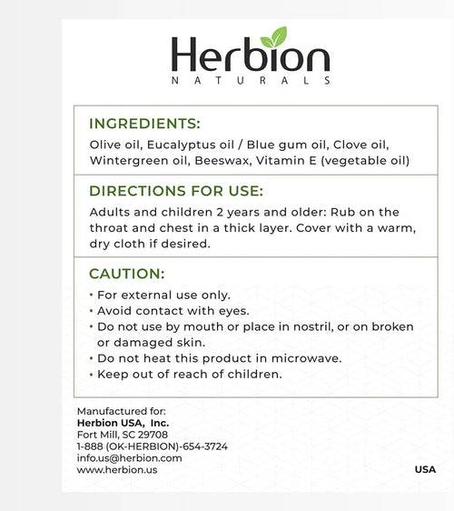HERBION Naturals Chest Rub - Soothing Ointment with Soothing Vapors for Adults & Children 2+ - Relieves Cough, Cold, Nasal & Chest Congestion – Reduces Muscle & Joint Aches 