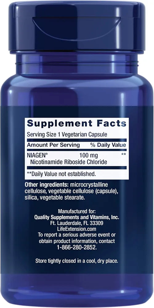 NAD+ Cell Regenerator 100 mg - NIAGEN Nicotinamide Riboside Formula - NAD Supplement for Healthy Cellular Metabolism, Anti-Aging & Longevity - Gluten Free, Non-GMO, Vegetarian - 30 Capsules