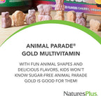 NaturesPlus Animal Parade Source of Life Gold Children's Chewable Multivitamin - Assorted Cherry, Orange & Grape Flavors - 60 Chewable Tablets - Vegetarian, Gluten-Free - 30 Servings