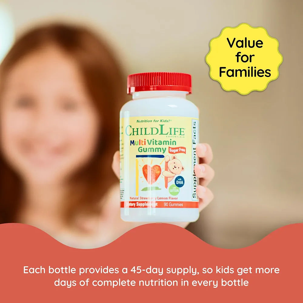 CHILDLIFE ESSENTIALS Multivitamin Gummies for Kids, Strawberry, 90 Count