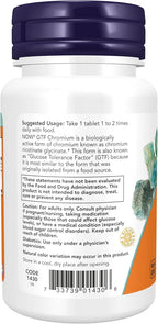 NOW Supplements, GTF  Chromium 200 mcg, Insulin Co-Factor*, 100 Tablets