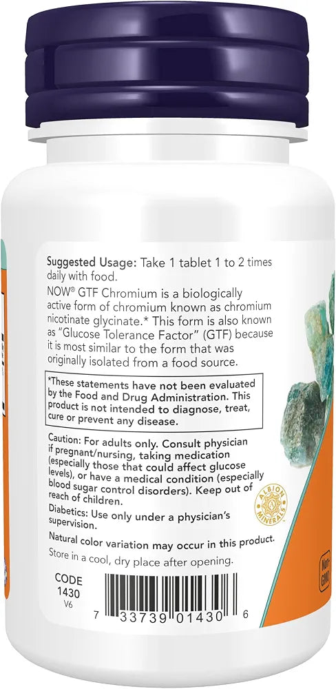 NOW Supplements, GTF  Chromium 200 mcg, Insulin Co-Factor*, 100 Tablets