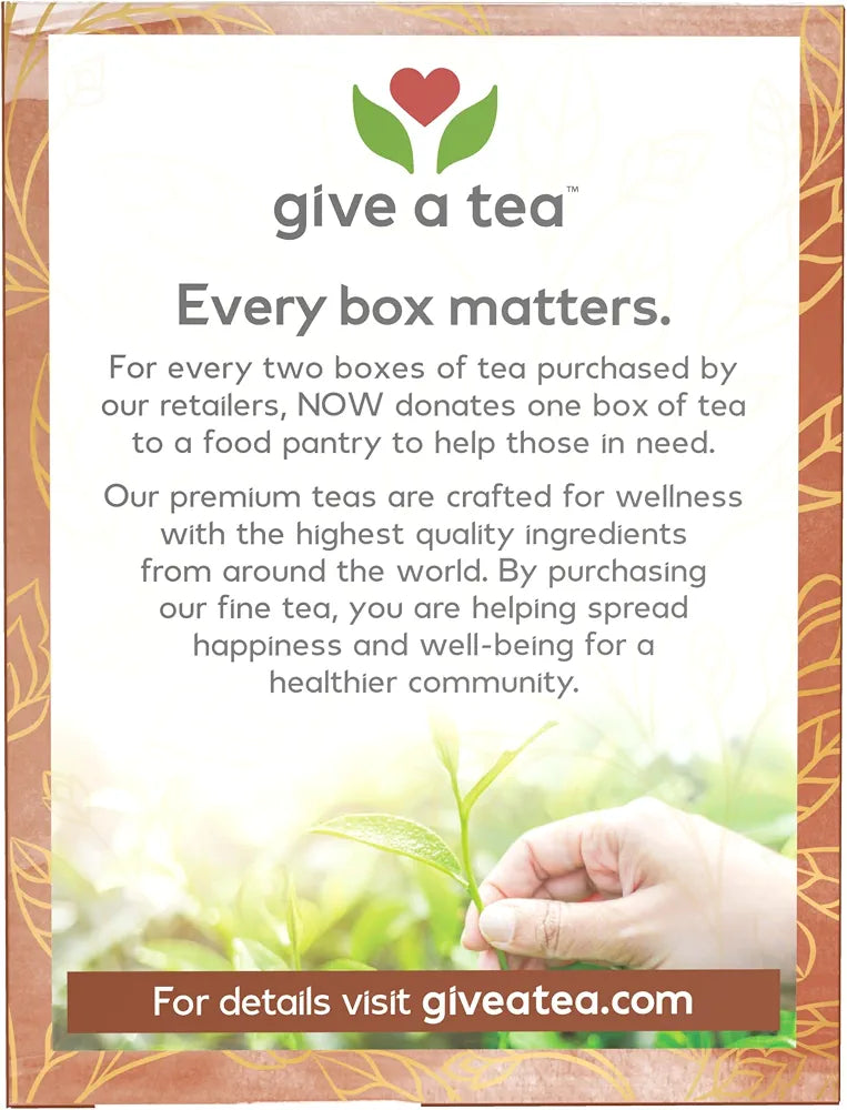 NOW Foods, Give a Tea Ginger Mint Comfort Tea, Caffeine-Free, Calming, Tummy-Pleasing, 24-Count