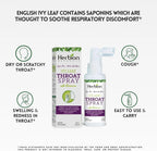 HERBION Naturals Throat Spray, Soothes Respiratory Discomfort with the Power of English Ivy, Marshmallow, and Echinacea extracts for Adults and Children, 2 Fl Oz, Pack of 1