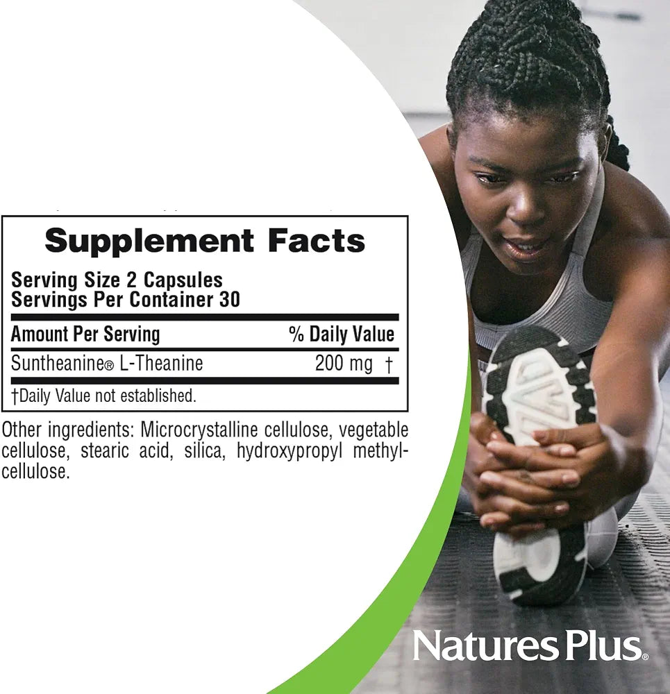 NaturesPlus PRO Suntheanine L-Theanine - 60 Capsules - Supports Calm Alertness, Healthy Relaxation & Improved Rest - Non-GMO, Vegan & Gluten Free - 60 Servings