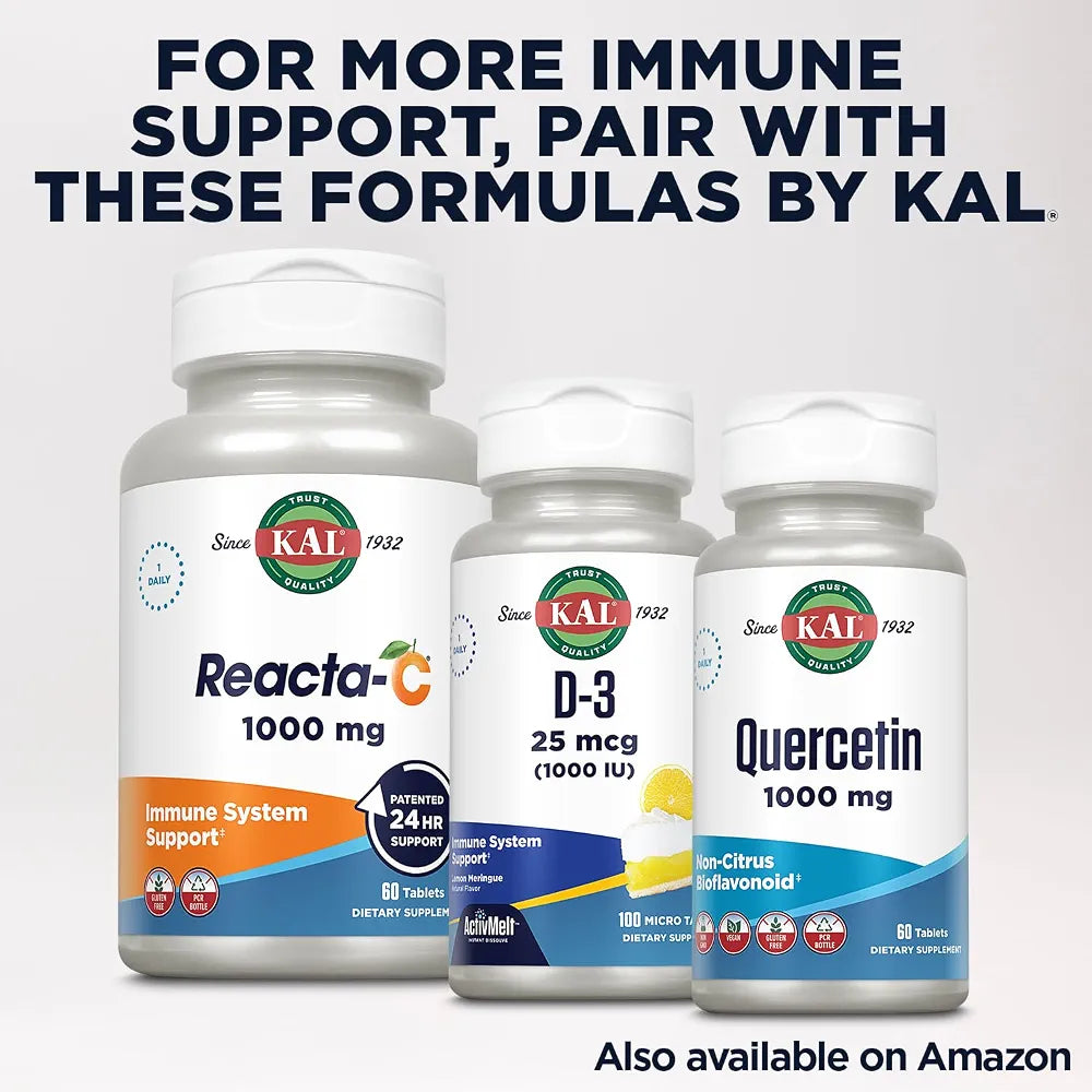 KAL Zinc 15mg Plus Betaine HCl and Trace Minerals - Zinc Supplements for Men and Women - Immune Support, Cellular Function, Skin Health Support - Vegan, Gluten Free, Ideal for Daily Use - 100 Tablets