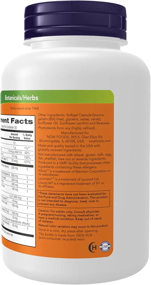 NOW Supplements, Prostate Health, Clinical Strength Saw Palmetto, Beta-Sitosterol & Lycopene, 90 Softgels