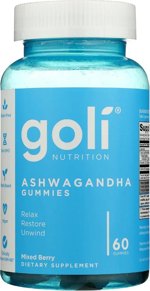 Goli Ashwagandha KSM-66 Gummies – Stress, Sleep & Mood Support | Mixed Berry | 60 Gummies