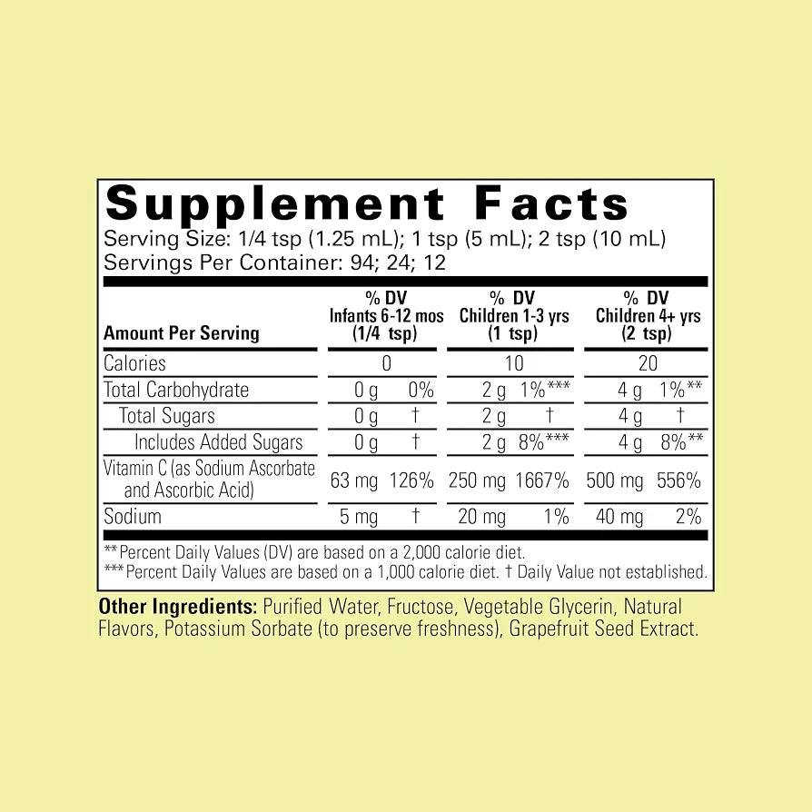 CHILDLIFE ESSENTIALS Liquid Vitamin C Low Sugar Kids, 4 Fl Oz 