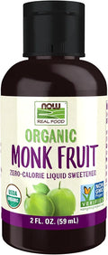 NOW Foods, Certified Organic Monk Fruit Liquid, Zero-Calorie Liquid Sweetener, Non-GMO, Low Glycemic Impact, 2-Ounce