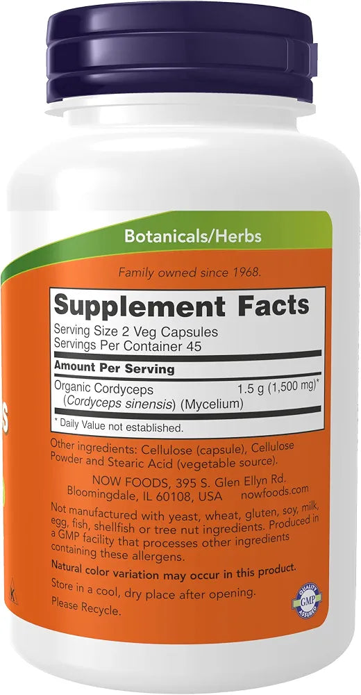 NOW Foods Supplements, Cordyceps 750 mg, Healthy Immune Support*, 90 Veg Capsules