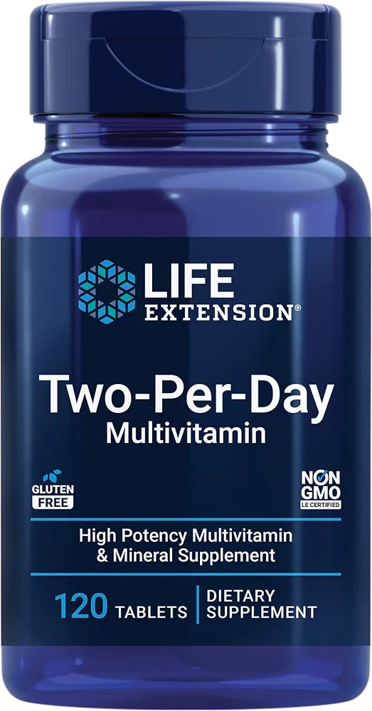 Life Extension Two-Per-Day Multivitamin - Packed with Over 25 Vitamins, Minerals & Extracts -Vitamins B6, C, D - Zinc - Two-Month Supply - Non-GMO, Gluten-Free - 120 Tablets