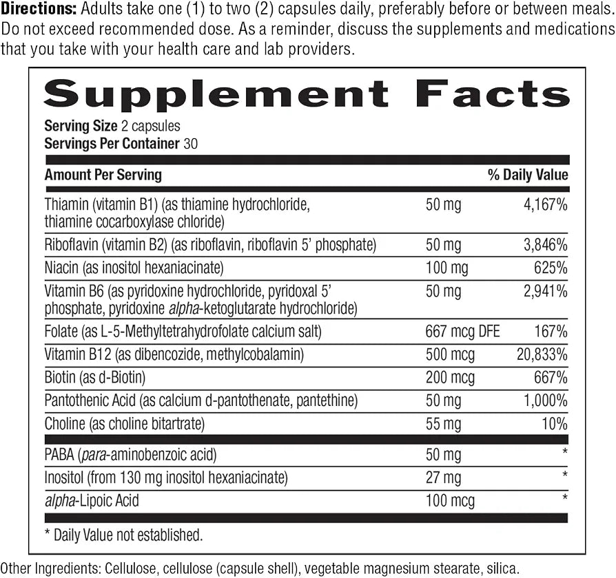 Country Life Coenzyme B-Complex, 60 Capsules – Supports Energy & Metabolism, Mood & Cognitive Function – Vegan, Gluten-Free, Bioavailable B Vitamins with Choline