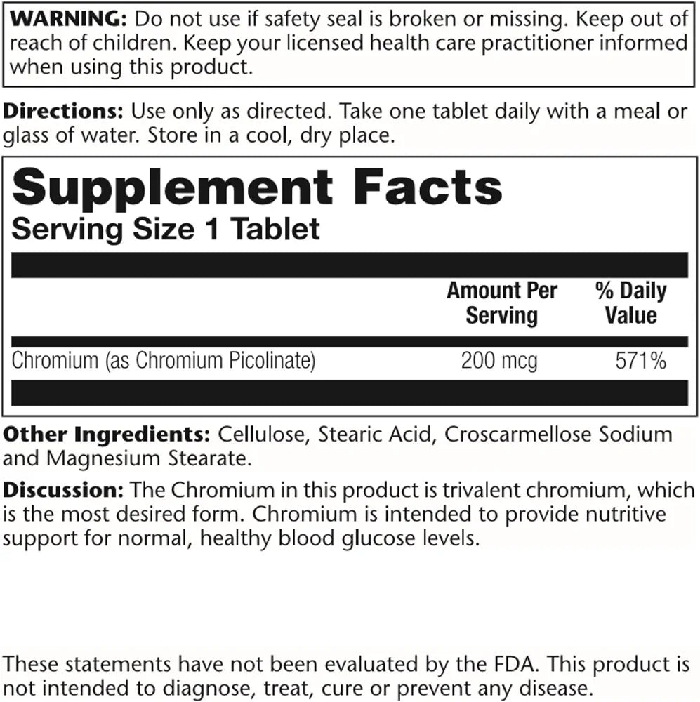 Solaray Chromium Picolinate 200mcg | 100ct