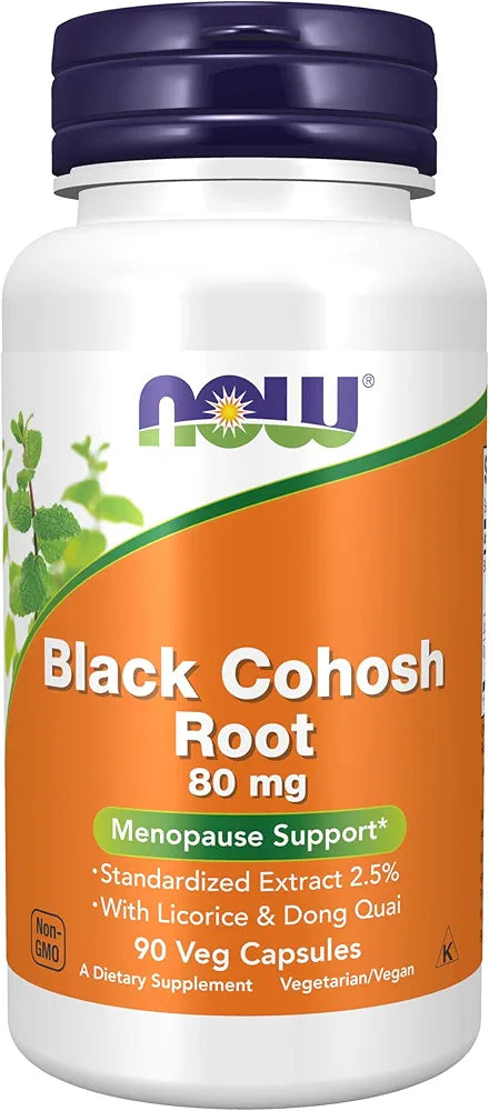NOW Supplements, Black Cohosh Root 80 mg with Licorice and Dong Quai, 90 Veg Capsules
