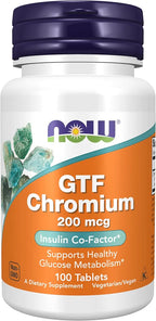 NOW Supplements, GTF  Chromium 200 mcg, Insulin Co-Factor*, 100 Tablets