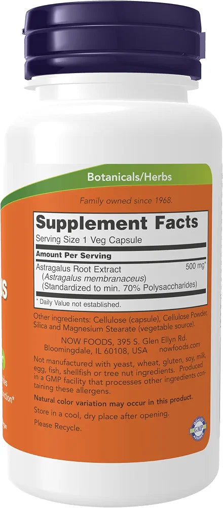 NOW Foods Immune Support Supplements, Astragalus Extract 500 mg , 90 Veg Capsules