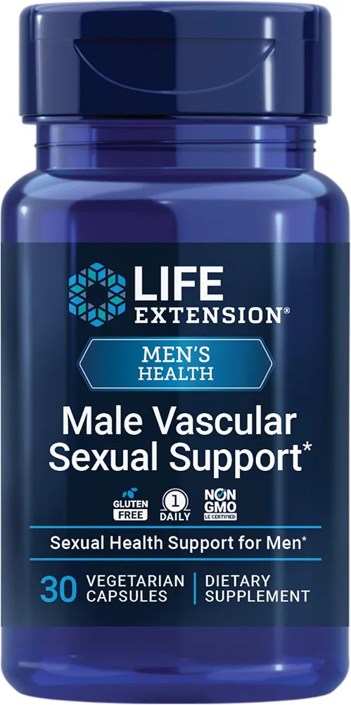Life Extension Male Vascular Sexual Support, Black Ginger, Kaempferia parviflora, Male Sexual Health, Sexual Function, Gluten-Free, Non-GMO, 1-Daily, 30 Vegetarian Capsules