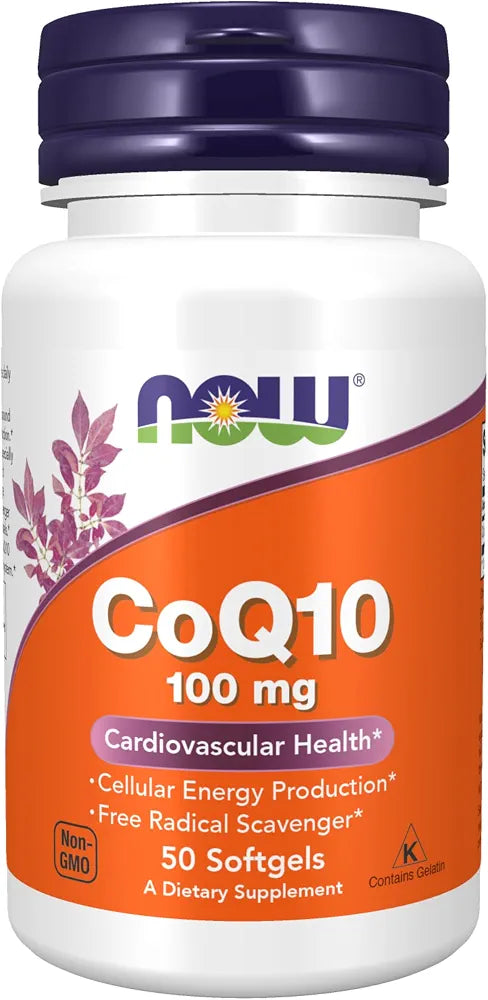 NOW Supplements, CoQ10  100 mg, Pharmaceutical Grade, Cardiovascular Health*, 50 Softgels