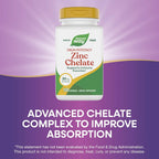 Nature's Way Zinc Chelate, Zinc Supplements, Supports Immune Function*, 30 mg per Serving, 100 Capsules 