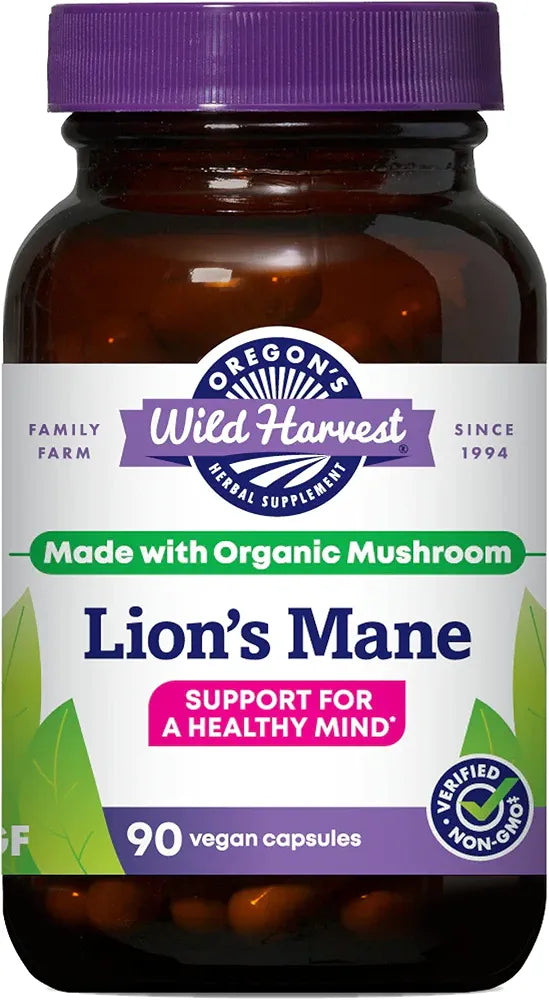 Oregon's Wild Harvest Lion's Mane Organic Herbal Supplement, Vegan Capsules, 90 Count