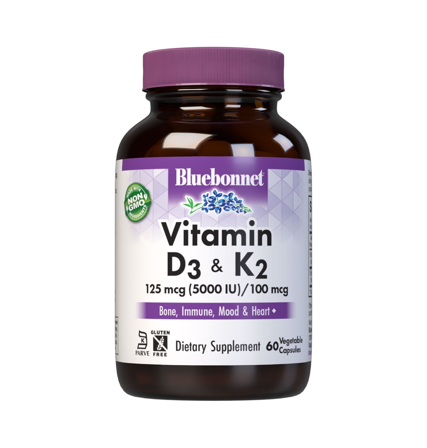 Bluebonnet Vitamin D3 and K2 60 Vegetable Capsules