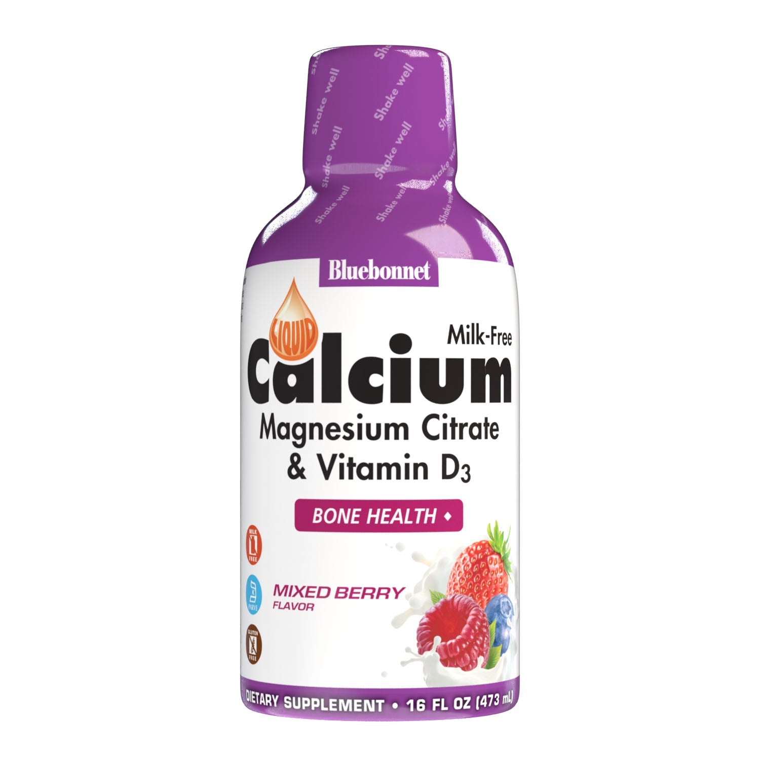 Bluebonnet Liquid Calcium Magnesium Citrate Vitamin D3 Mixed Berry 16 oz