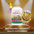NaturesPlus Animal Parade Source of Life Gold Children's Chewable Multivitamin - Assorted Cherry, Orange & Grape Flavors - 60 Chewable Tablets - Vegetarian, Gluten-Free - 30 Servings