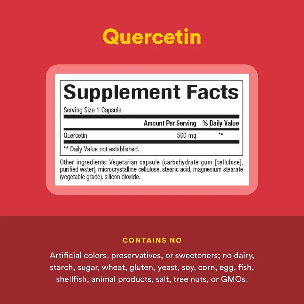 Natural Factors Quercetin - Antioxidant Support Supplement for Respiratory & Lung Health Support - Quercetin Supplement Aids Your Body's Health & Function - 60 Vegetarian Capsules 