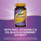 Nature's Way Alive! Immune Support* Gummies with Elderberry Extract, Vitamins C & D3, Zinc, No Gluten, Grape & Cherry Flavored, 90 Vegetarian Gummies 