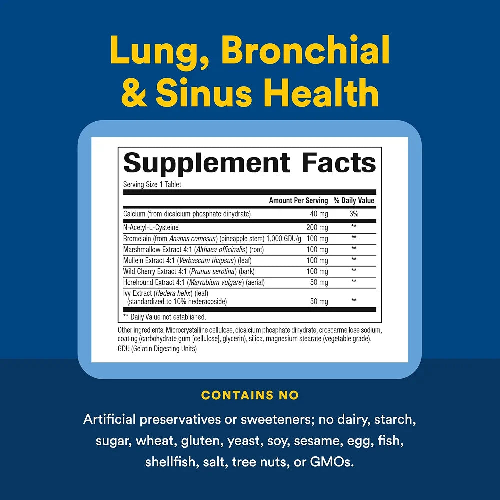 Lung, Bronchial & Sinus Health by Natural Factors, Natural Supplement for Respiratory Health and Easy Breathing, 45 tablets 