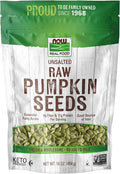 NOW Foods, Pumpkin Seeds, Raw and Unsalted, Essential Fatty Acids, Rich in Iron, Excellent Source of Protein, Certified Non-GMO, 1-Pound 