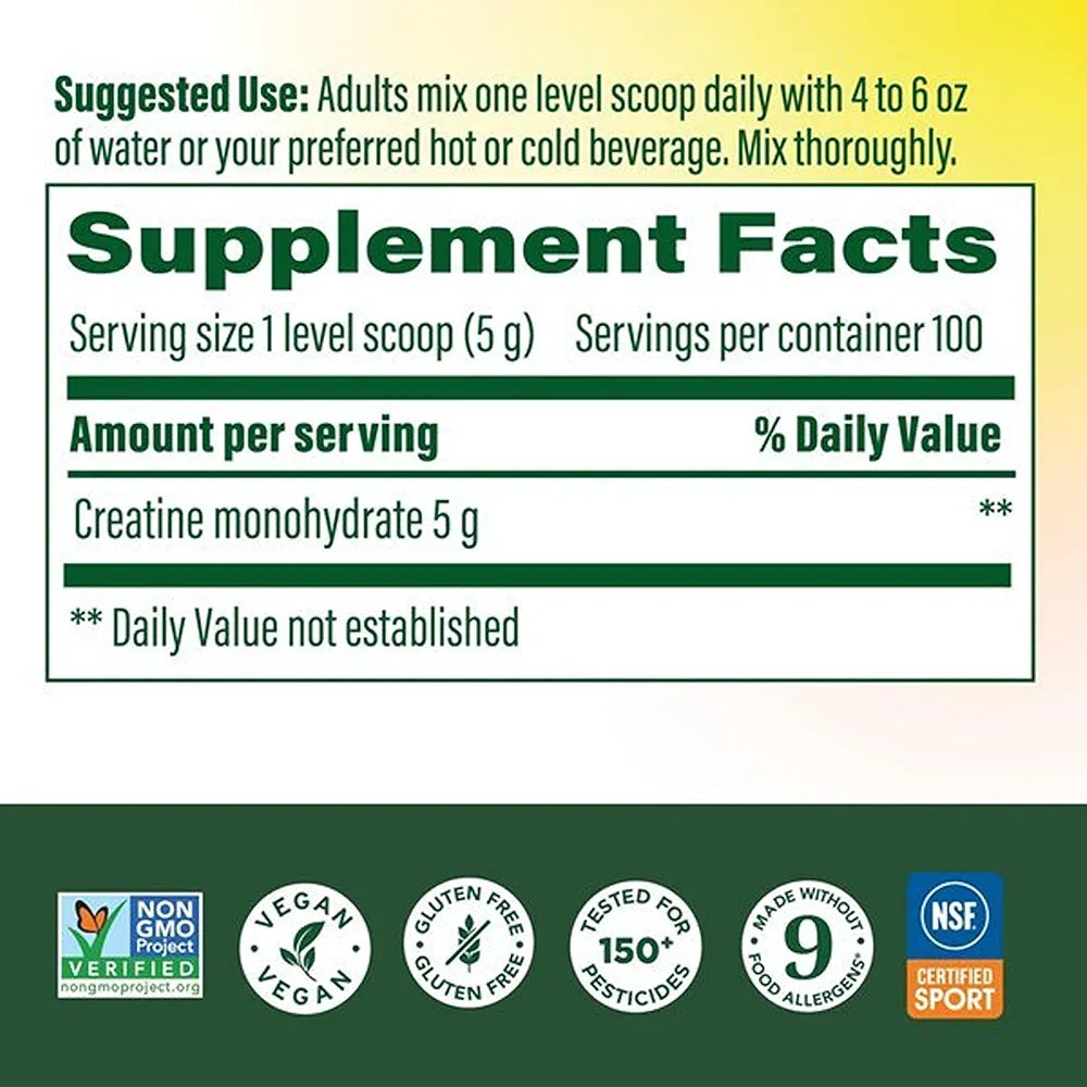 MegaFood Micronized Creatine Monohydrate Powder, Unflavored, 500 Grams