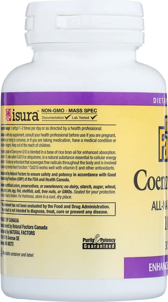 Natural Factors Coenzyme Q10 Softgels, 100mg, 30 Count
