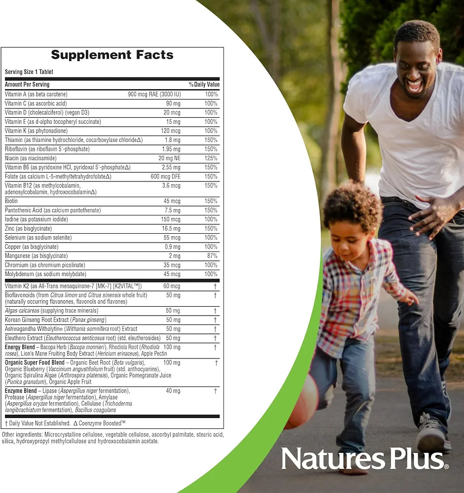 NaturesPlus His Journey - 30 Tablets - Men’s Multivitamin - 100% DV of All Vitamins - Supports Overall Wellness, Energy, Immunity & Brain Health - 30 Servings