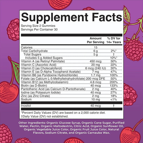 MARYRUTH'S Organics Mens Vitamin Gummy | USDA | Vegan | Daily Multivitamins for Immune Support | Non-GMO | Gluten Free | 60 Count