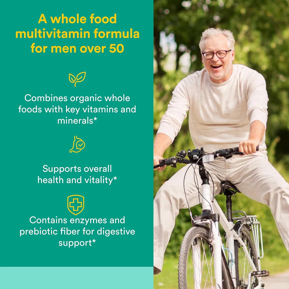 Natural Factors Whole Earth & SEA Men's 50+ Once A Day MULTIVITAMIN & Mineral, 60 Vegetarian Capsules
