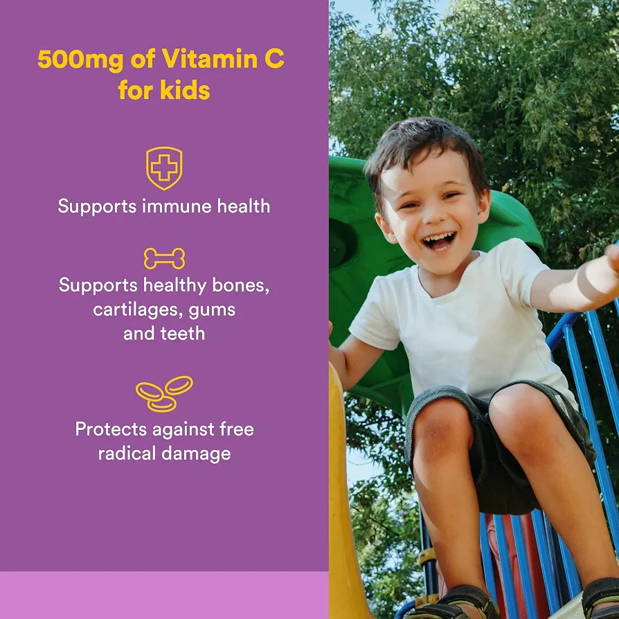 Natural Factors Kids Chewable Vitamin C 500mg, Berry Flavor, 90 Count