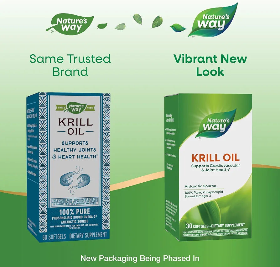 Nature's Way Krill Oil, Supports Cardiovascular and Joint Health*, 100% Pure Omega-3, 30 Softgels 