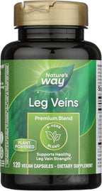 Nature's Way Leg Veins Premium Blend - Supports Healthy Leg Vein Strength* - 6-Herb Blend with Horse Chestnut Extract, Grape Seed Extract & Dandelion - Gluten Free & Vegan - 120 Count 