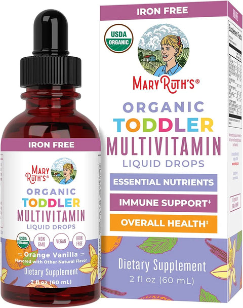 MaryRuth's Toddler Multivitamin | Vitamin A C D E B6 B12 Zinc | Healthy Growth Support | Immunity | Bone Health | Cognitive Function | Organic | Sugar Free | Vegan | Non-GMO | 2 Fl Oz | 30 Day Supply