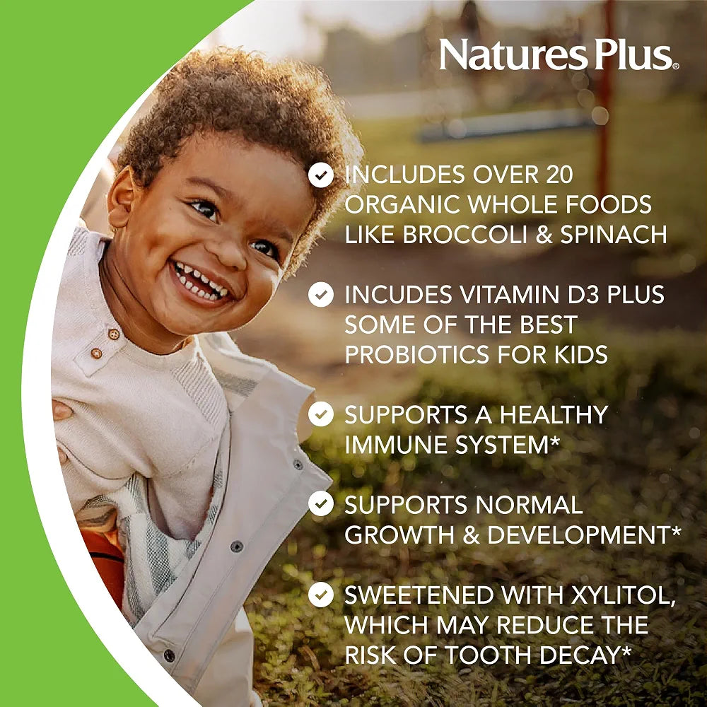 NaturesPlus Animal Parade Source of Life Gold Children's Chewable Multivitamin - Assorted Cherry, Orange & Grape Flavors - 60 Chewable Tablets - Vegetarian, Gluten-Free - 30 Servings