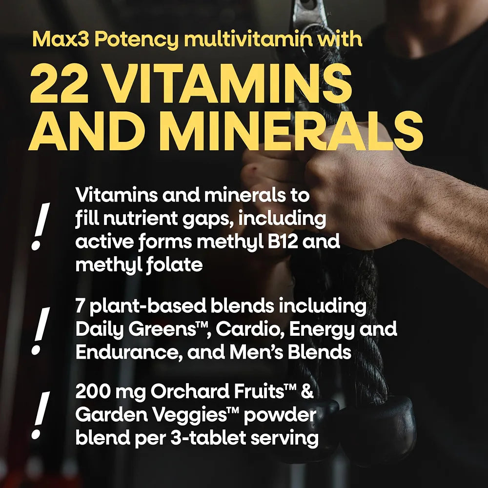 Nature's Way Alive! Men's Max3 Potency Daily Multivitamin, High Potency Multivitamin for Men with B-Vitamins for Cellular Energy*, Supports Heart, Muscle and Eye Health*, 90 Tablets