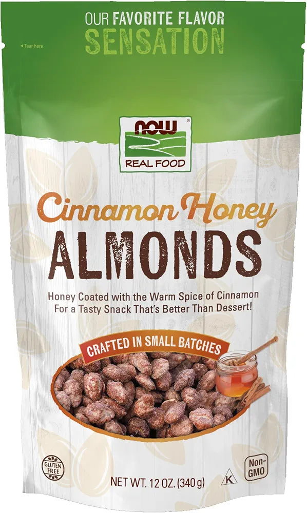 NOW Foods, Cinnamon Honey Coated Almonds, Crafted in Small Batches, 12-Ounce 