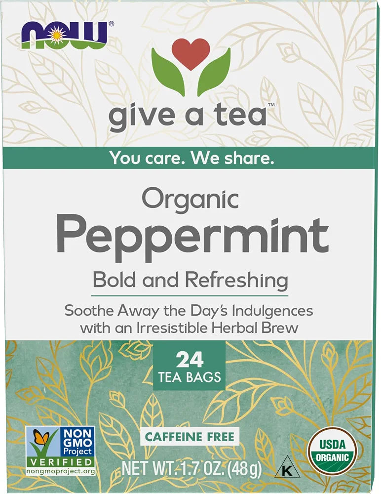 NOW Foods Give a Tea™ Organic Peppermint Tea, Caffeine-Free, 24 bags