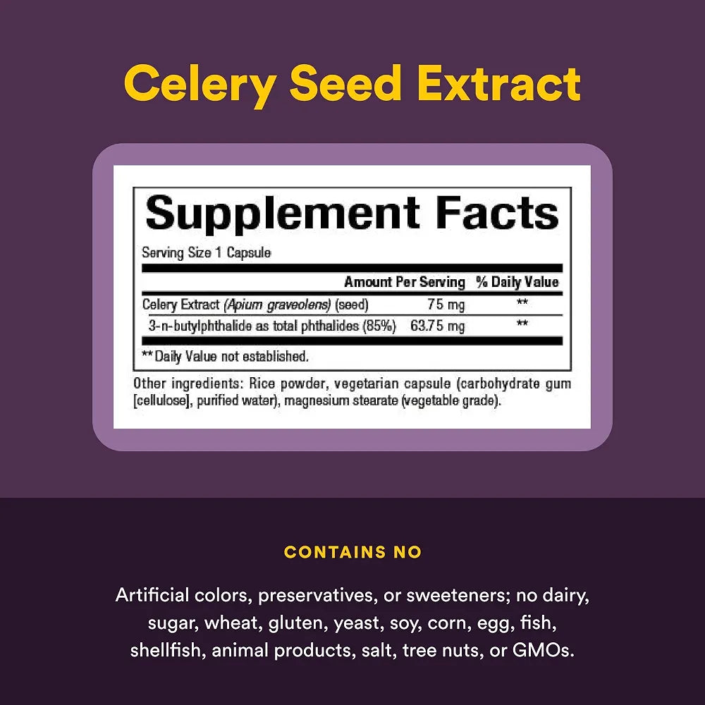 Celery Seed Extract by Natural Factors, Herbal Supplement for a Healthy Circulatory System, 60 Capsules