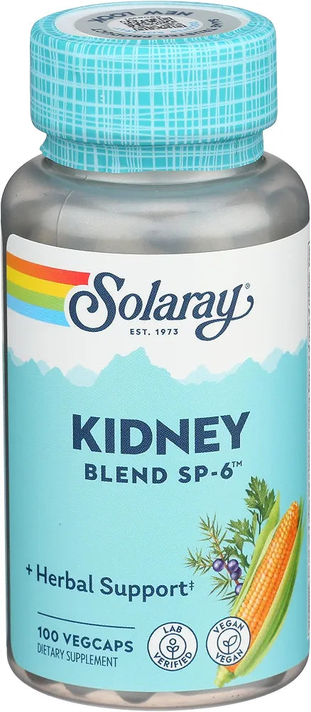Solaray Kidney Blend SP-6 - Herbal Support Supplement for Women & Men w/ Uva Ursi, Parsley, Juniper, Corn Silk & Cell Salt Nutrients to Help Support Health & Wellness, Non-GMO - 100 Vegan Capsules