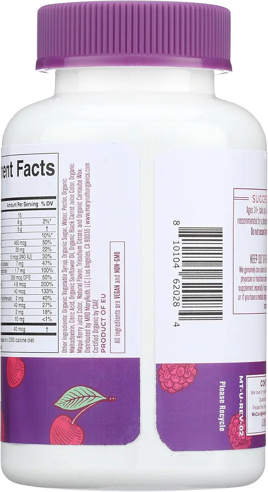 MARYRUTH'S Organics Mens Vitamin Gummy | USDA | Vegan | Daily Multivitamins for Immune Support | Non-GMO | Gluten Free | 60 Count