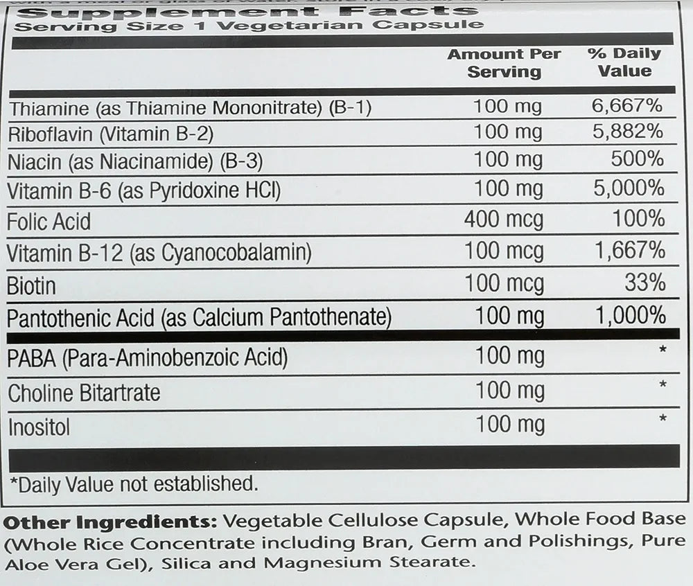 Solaray - B-Complex, 100 mg, 100 capsules